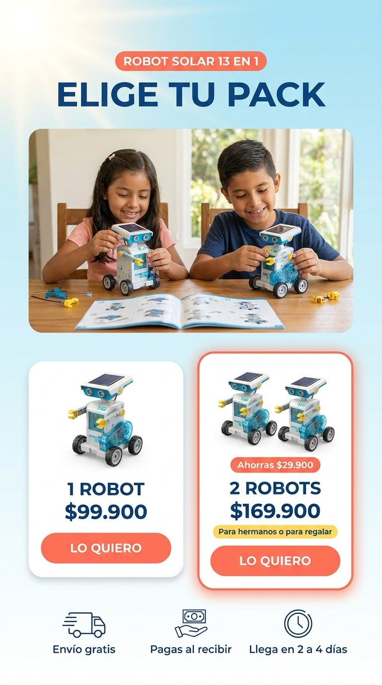 Packs del Robot Solar 13 en 1: 1 robot por $99.900 y 2 robots por $169.900