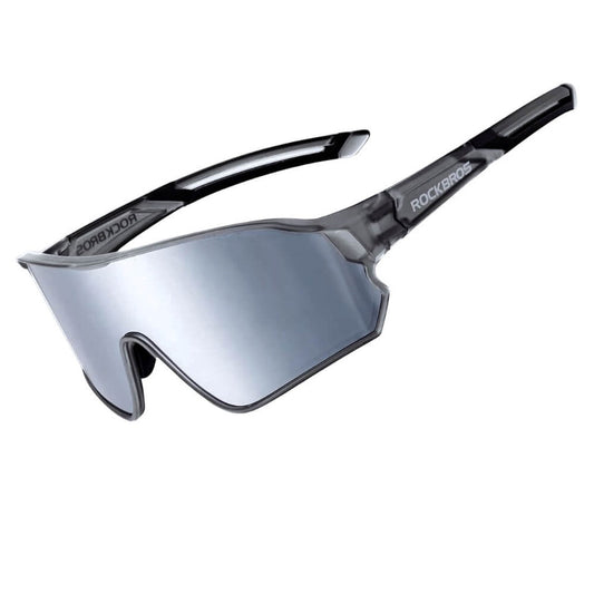 gafas polarizadas con lente espejado plateado para ciclismo y running