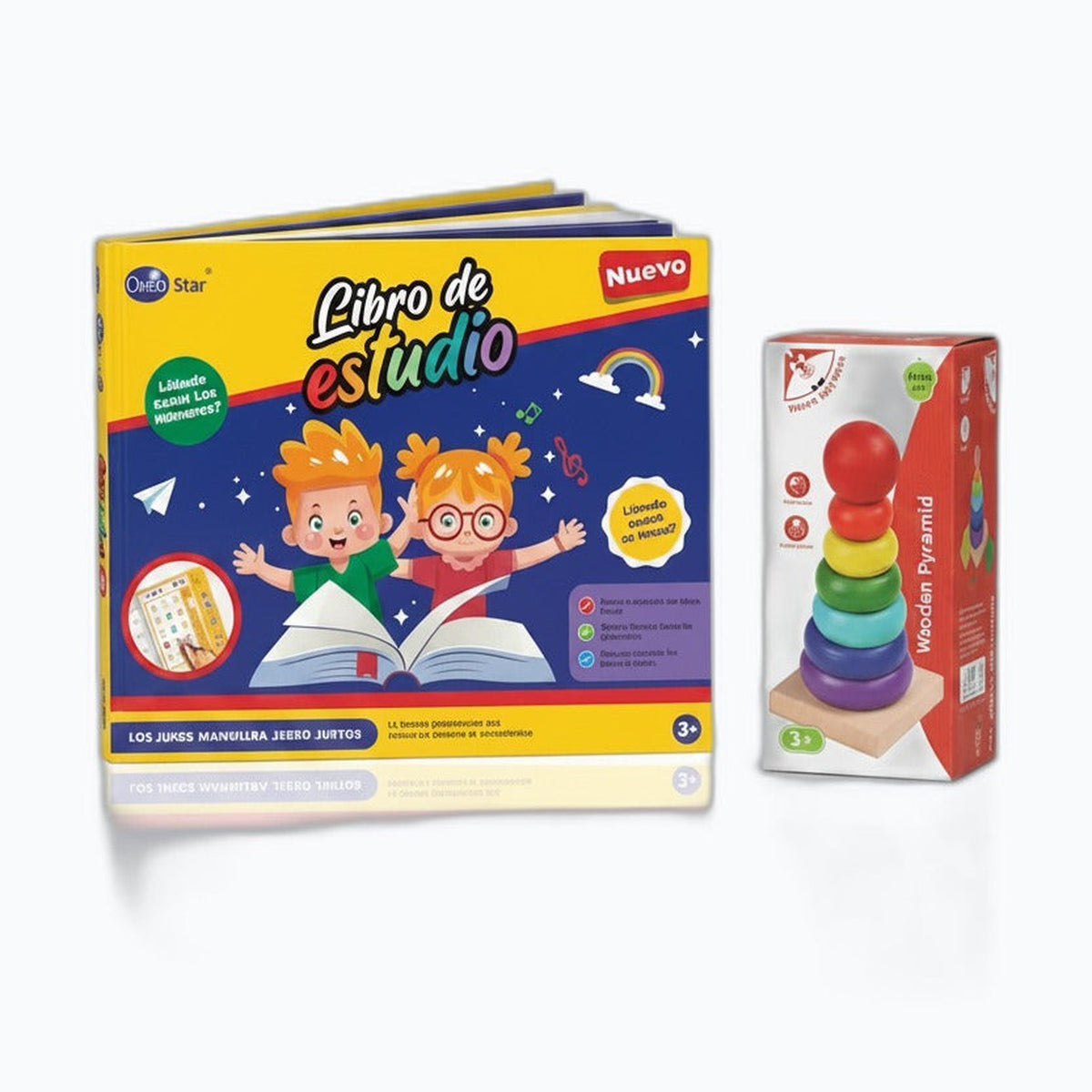 Kit Didáctico 2 en 1 Libro Interactivo con Sonido y Torre de Aros - foto 4 de 4