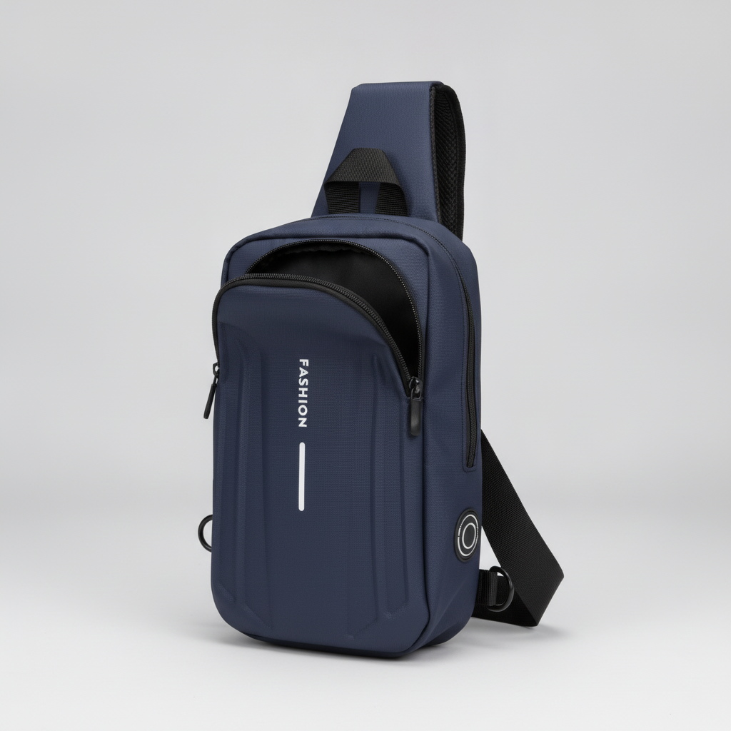 bolso crossbody antirrobo impermeable con clave numérica - foto 4 de 4, detalle del cierre y puerto usb