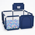 Corral infantil cuadrado Play Ground azul con pelotas pastel, vista frontal