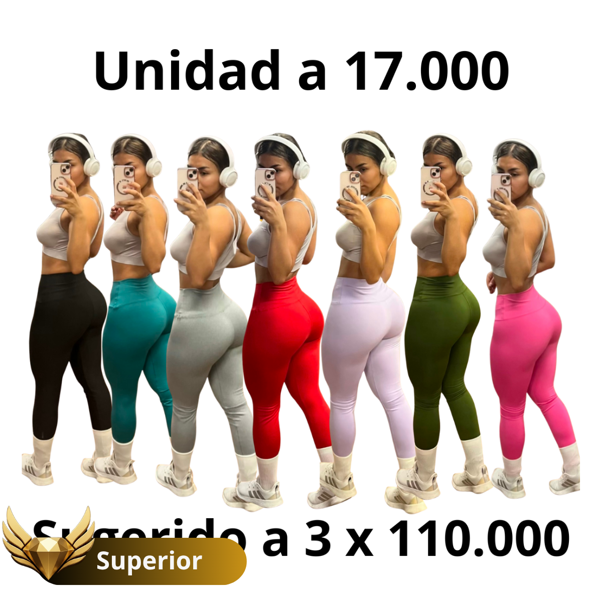 leggins deportivos tiro alto en tela suplex con control de abdomen - foto 8 de 8, modelo usándolo