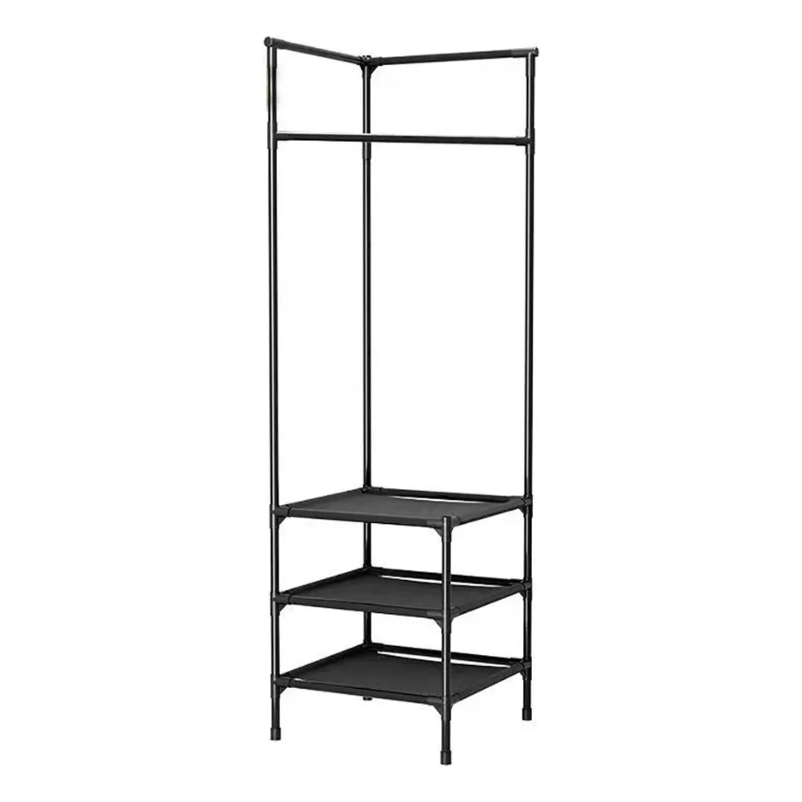 organizador perchero esquinero 3 niveles estructura metalica negra vista completa