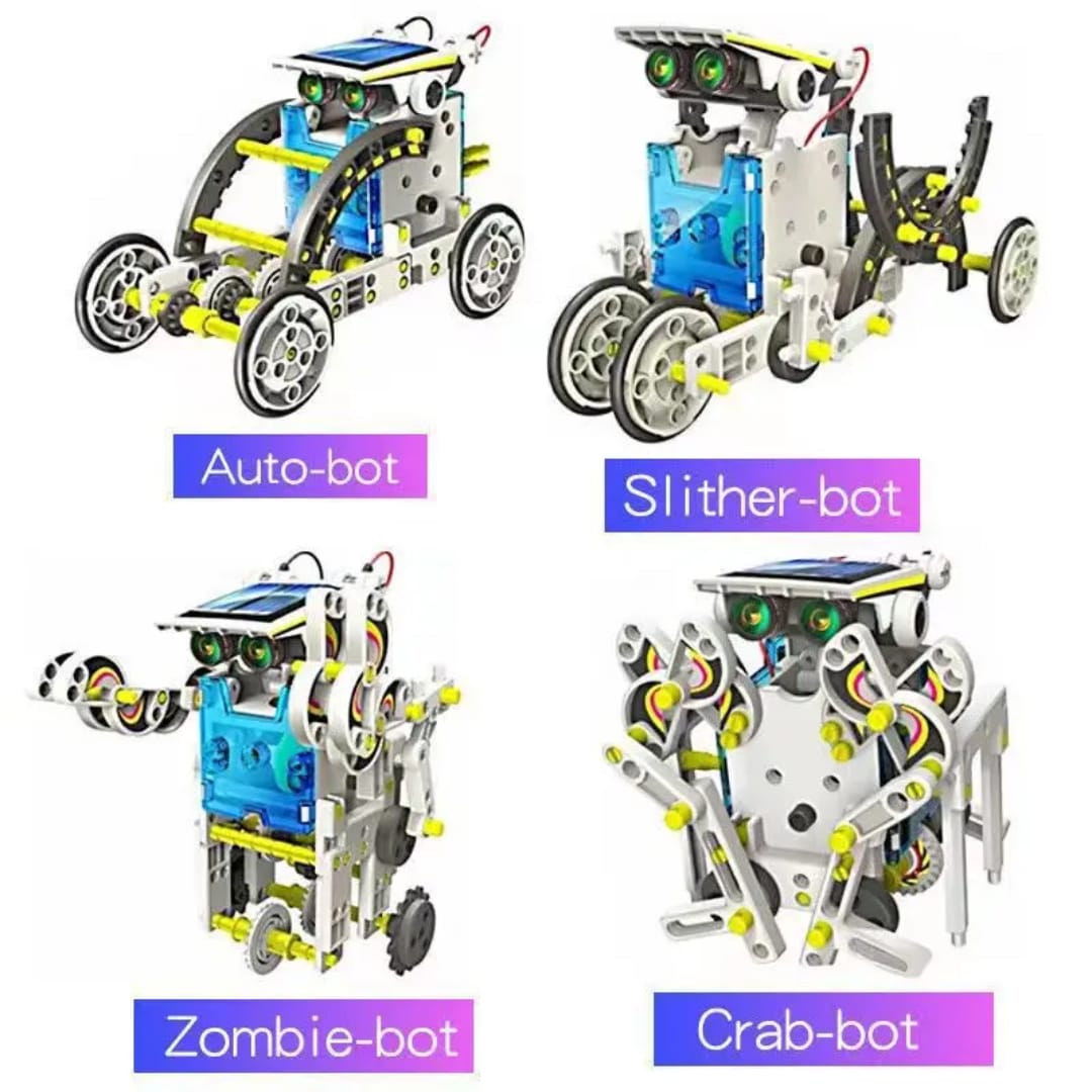 Robot Solar 13 en 1 - modelos Auto-bot, Slither-bot, Zombie-bot y Crab-bot